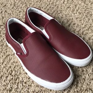 Vans perf leather slip-ons.